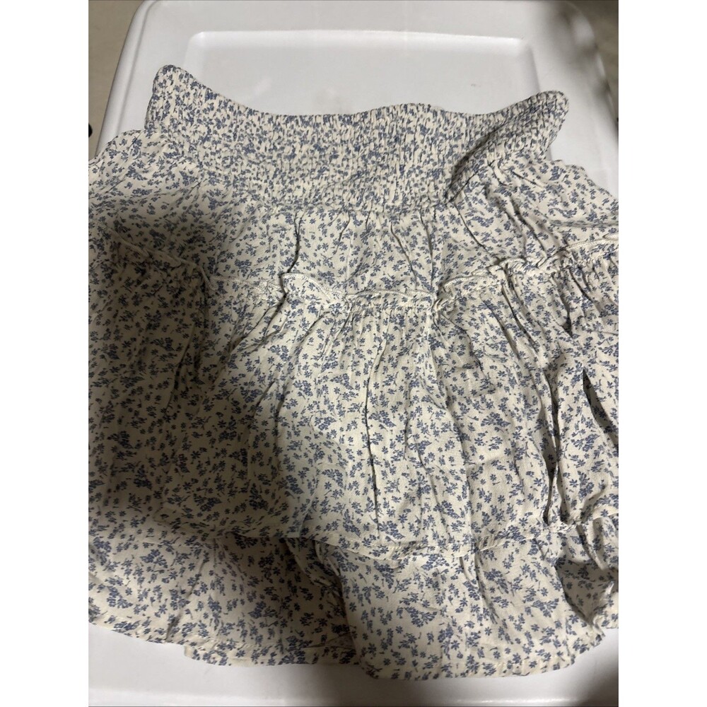 Sienna Sky Athletic Floral Skort Blue White Elastic Waist Built-in Shorts L